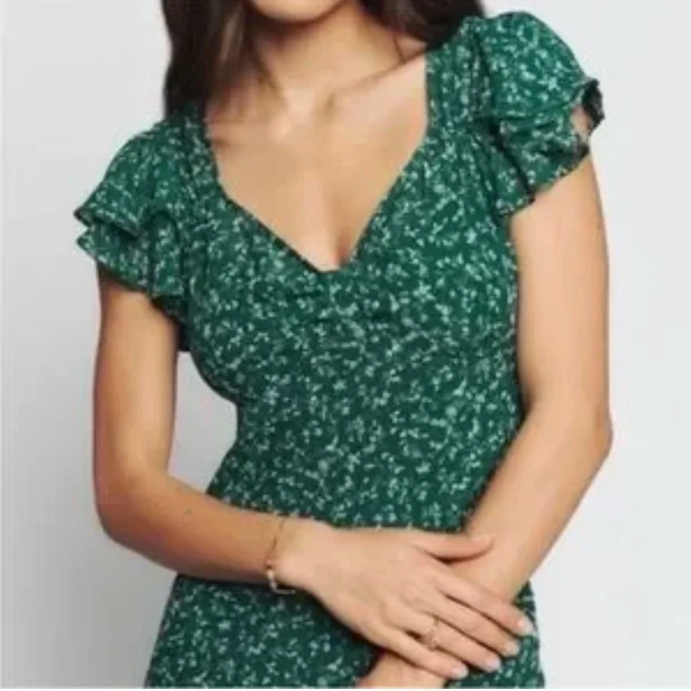 Reformation Green Floral Midi Dress - Picture 2 of 7